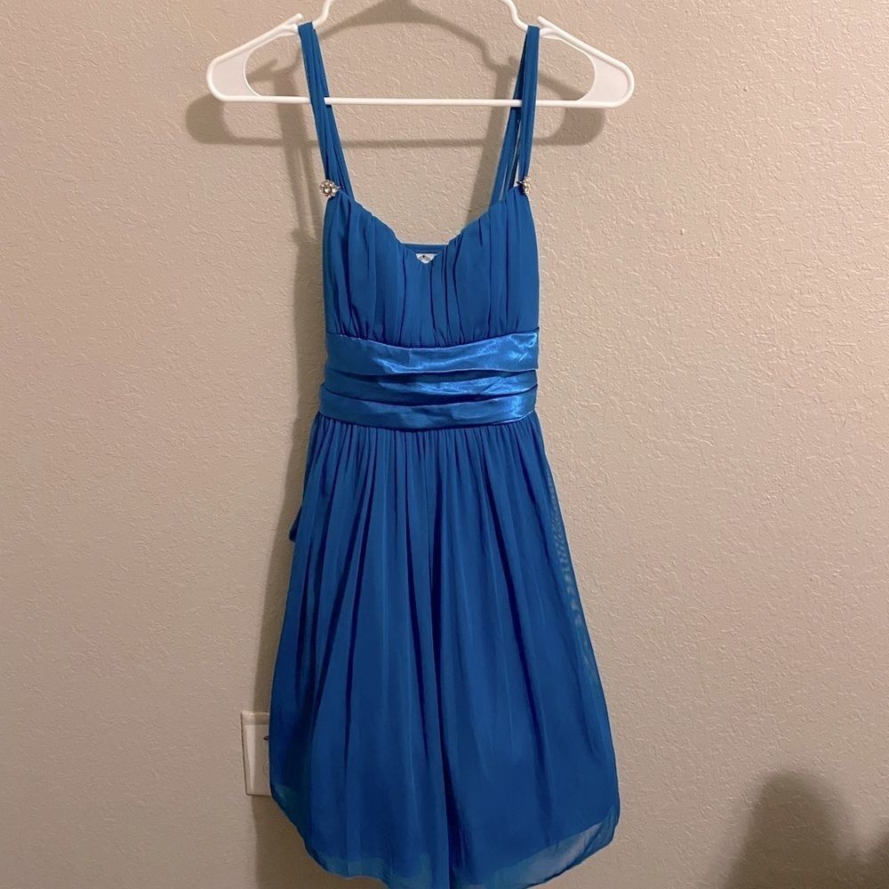 Y2K VTG Three Pink Hearts Trixxi Blue Homecoming Party Dress Size Medium
